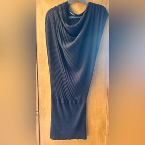 Max Studio Asymmetrical Black Knit Dress. Chunky Cotton. Flattering. LBD